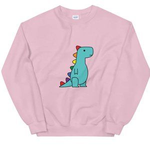 Dino and Comincs Rainbow T-Rex Sweatshirt